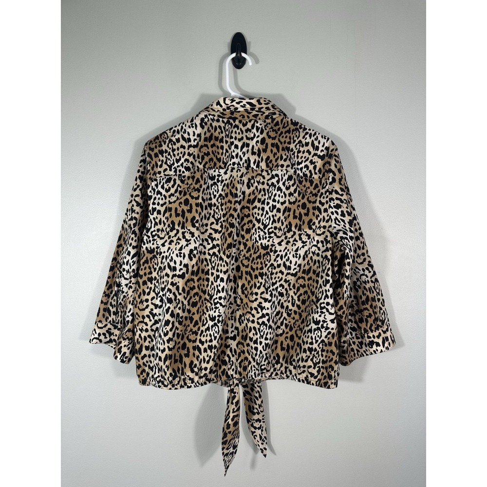 Chicos Top Womens 3 XL Animal Print Cotton Blouse No Iron Tie Waist Career - Picture 2 of 10